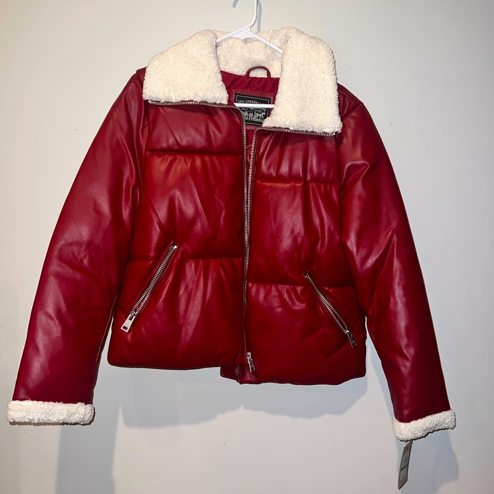Large Red Levi Puffer Jacket